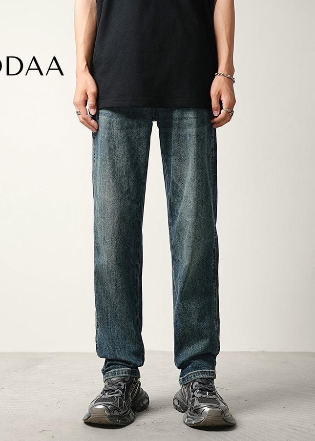 Blue Vintage Wash Stretch Loose Straight Jeans - 28 / Vintage Blue - Men’s Jeans
