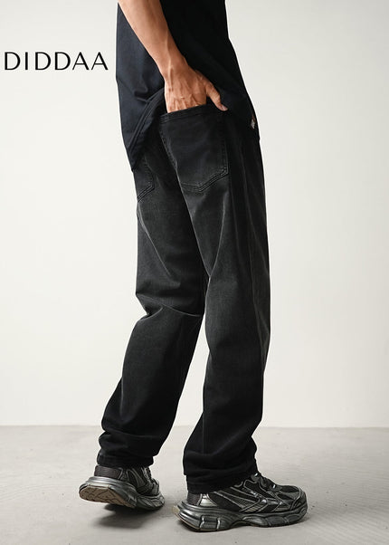 Blue Vintage Wash Stretch Loose Straight Jeans - Men’s Jeans