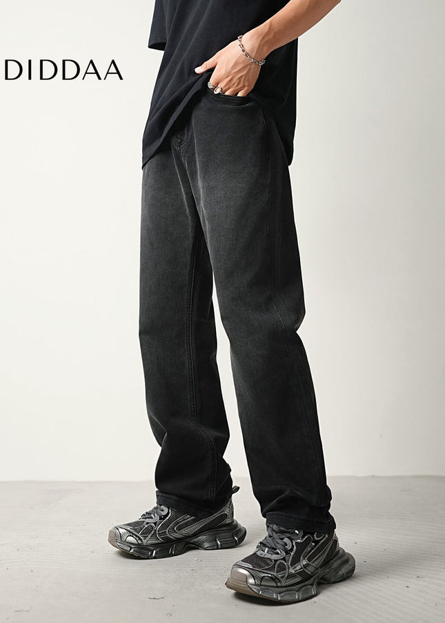 Blue Vintage Wash Stretch Loose Straight Jeans - Men’s Jeans