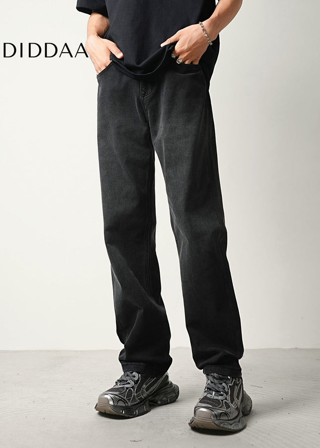 Blue Vintage Wash Stretch Loose Straight Jeans - Men’s Jeans
