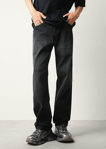 Blue Vintage Wash Stretch Loose Straight Jeans - Men’s Jeans