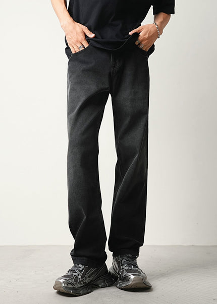 Blue Vintage Wash Stretch Loose Straight Jeans - Men’s Jeans
