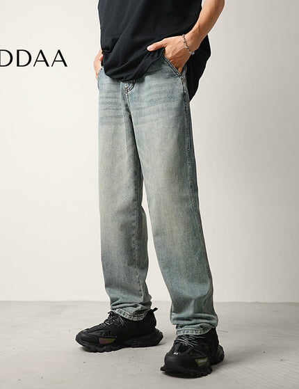 Blue Vintage Washed Loose Straight Leg Tencel Jeans - 28 / Vintage Blue - Men’s Jeans