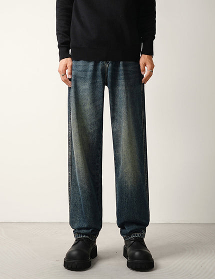Blue Vintage Washed Wide Slouch Jeans for Men - 28 / Dark Blue - Men’s Jeans