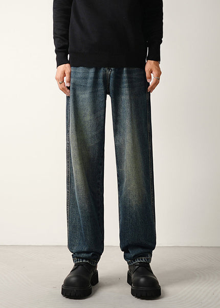 Blue Vintage Washed Wide Slouch Jeans for Men - 28 / Dark Blue - Men’s Jeans