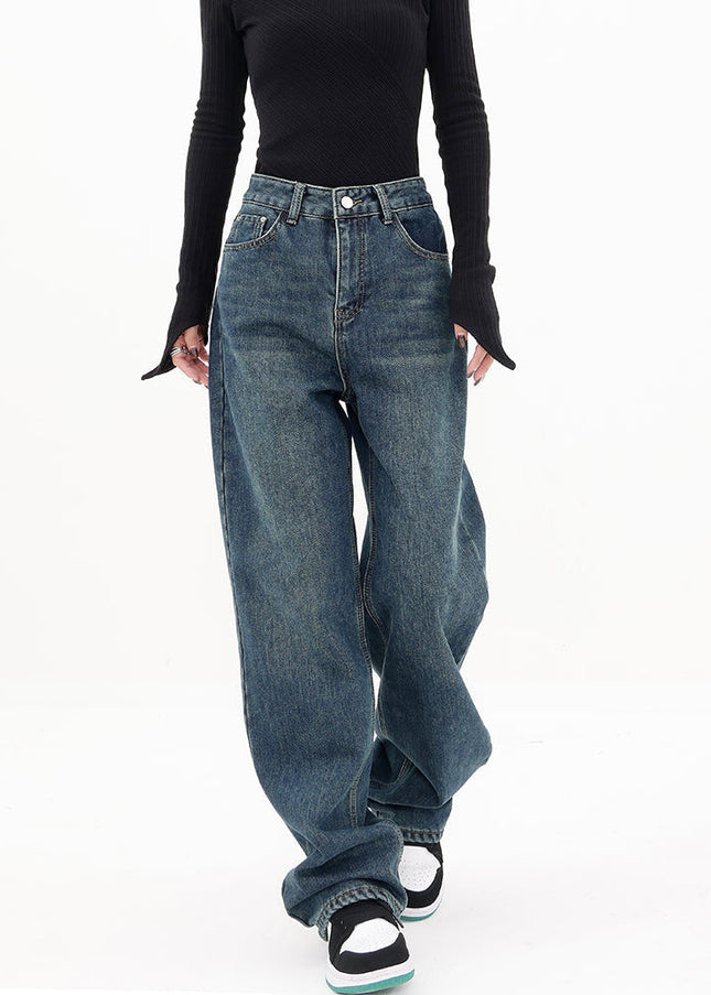 Blue Vintage Wide Leg Casual Jeans for Women - Women’s Jeans