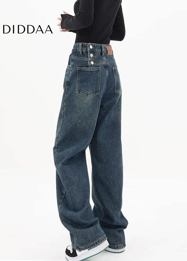 Blue Vintage Wide Leg Casual Jeans for Women - Women’s Jeans