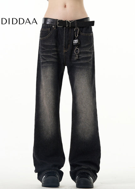 Blue Washed Bootcut Jeans Men’s Casual Straight Pants - Men’s Jeans