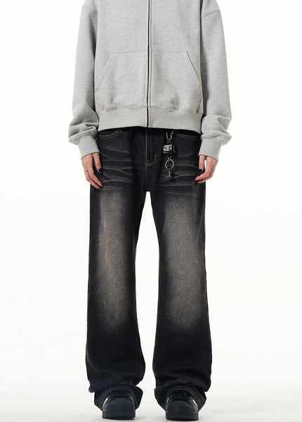 Blue Washed Bootcut Jeans Men’s Casual Straight Pants - Men’s Jeans