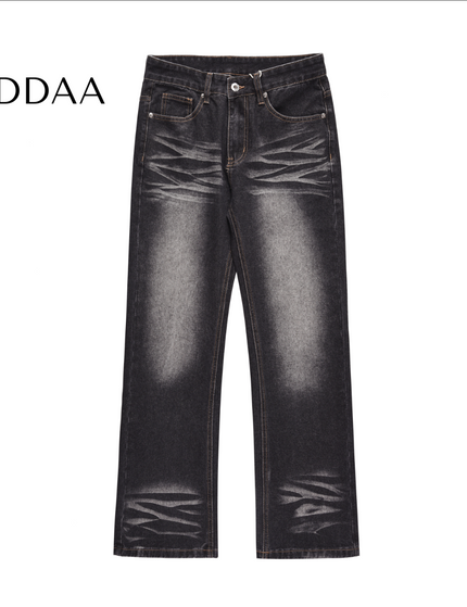 Blue Washed Bootcut Jeans Men’s Casual Straight Pants - S / Black - Men’s Jeans