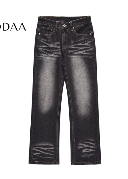 Blue Washed Bootcut Jeans Men’s Casual Straight Pants - S / Black - Men’s Jeans