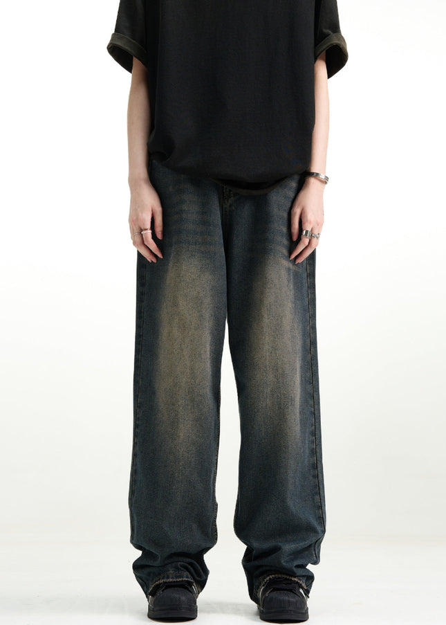 Blue Washed Distressed Loose Fit Jeans Men’s Casual Pants - Men’s Jeans