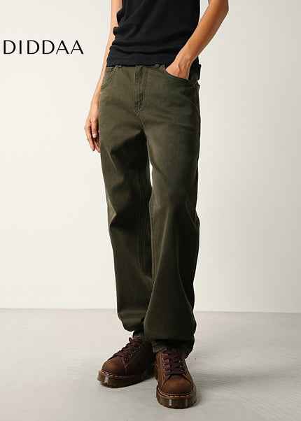 Blue Washed Loose Straight Cargo Jeans for Men and Women - Men’s Jeans