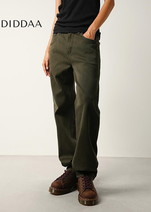 Blue Washed Loose Straight Cargo Jeans for Men and Women - Men’s Jeans