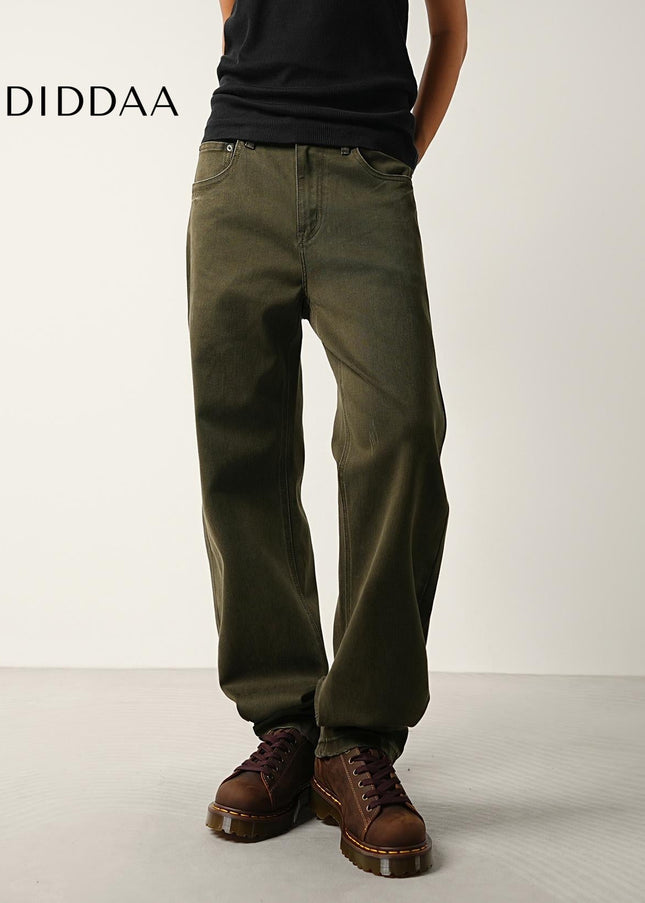 Blue Washed Loose Straight Cargo Jeans for Men and Women - Men’s Jeans