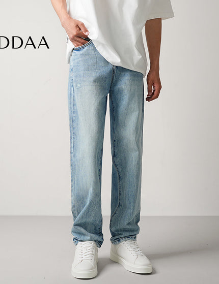 Blue Washed Vintage Loose Straight Jeans Men’s Casual Pants - 28 / Light Blue - Men’s Jeans