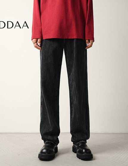 Blue Water Ripple Loose Straight Jeans for Men - 28 / Black - Men’s Jeans