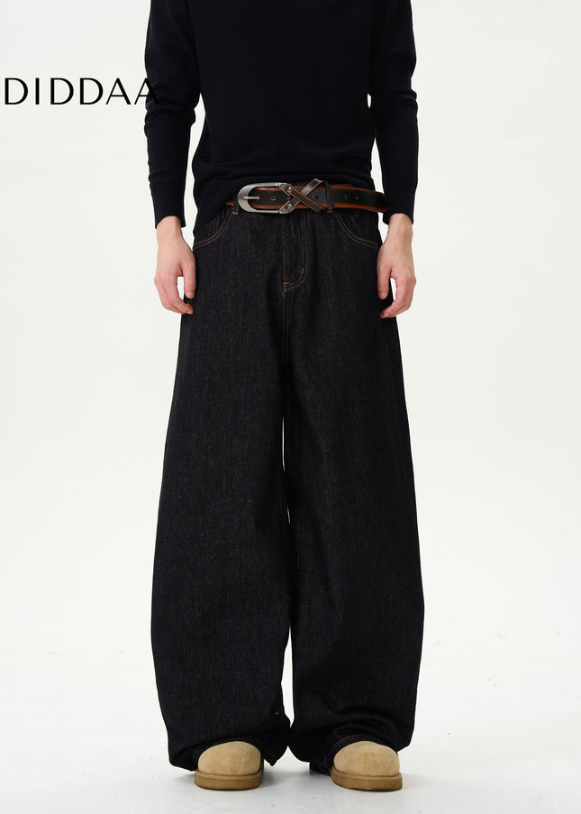 Blue Wide-Legged Lazy Pants for Trendy Couples - Women’s Jeans