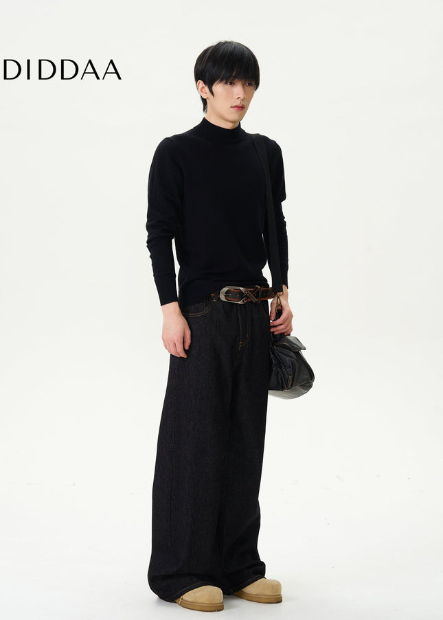 Blue Wide-Legged Lazy Pants for Trendy Couples - Women’s Jeans