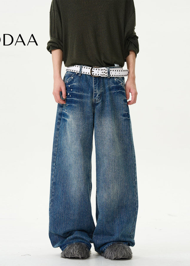 Blue Wide-Legged Loose Retro Jeans for Couples - S / Mid Blue - Women’s Jeans