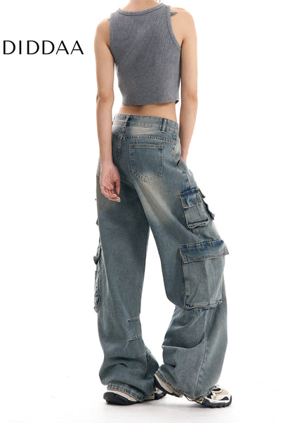 Blue Worn-Out Design Y2K Hot Girl Jeans - Women’s Jeans