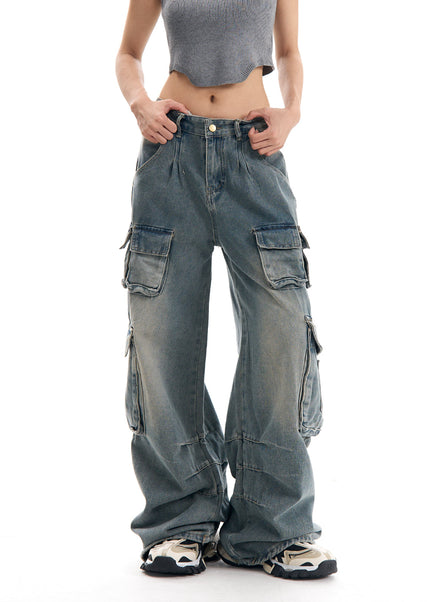 Blue Worn-Out Design Y2K Hot Girl Jeans - Women’s Jeans