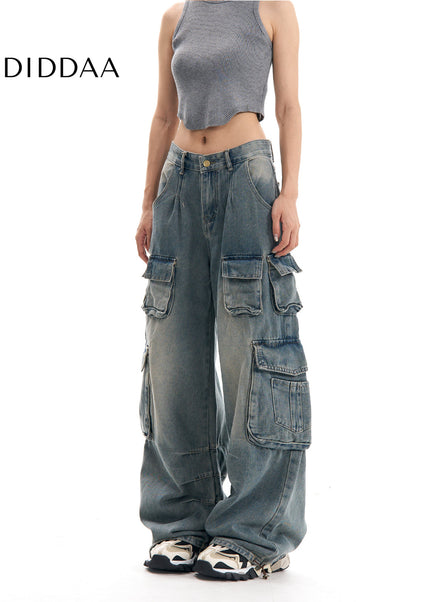Blue Worn-Out Design Y2K Hot Girl Jeans - Women’s Jeans