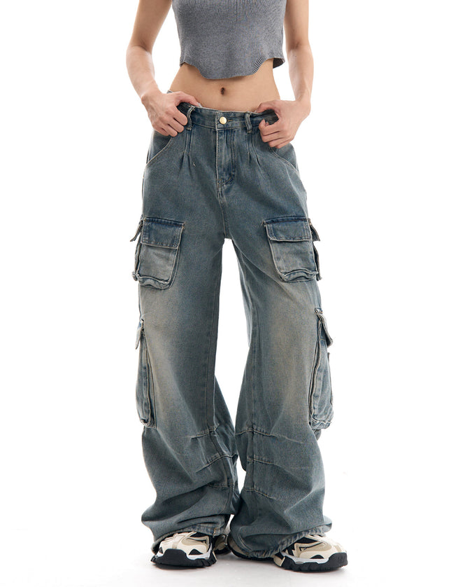 Blue Worn-Out Design Y2K Hot Girl Jeans - Women’s Jeans