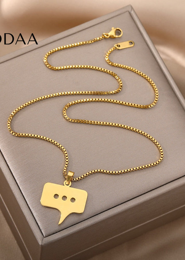 Blurb Pendant Necklace | Gold Silver Speech Bubble Chain - Necklaces