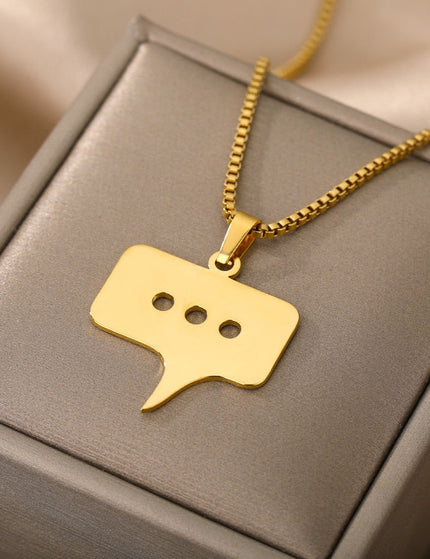 Blurb Pendant Necklace | Gold Silver Speech Bubble Chain - Gold - Necklaces