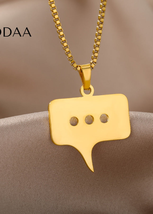 Blurb Pendant Necklace | Gold Silver Speech Bubble Chain - Necklaces