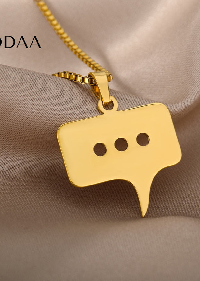 Blurb Pendant Necklace | Gold Silver Speech Bubble Chain - Necklaces