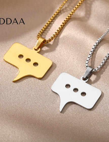 Blurb Pendant Necklace | Gold Silver Speech Bubble Chain - Silver - Necklaces