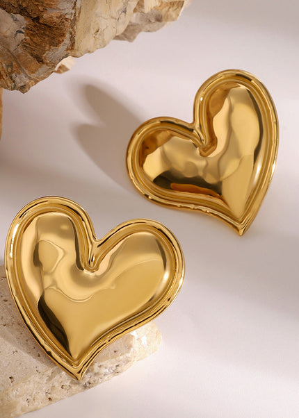 Jieding European and American stainless steel love stud high-quality ins earrings 18k gold titanium steel non-fading ear jewelry cross-border