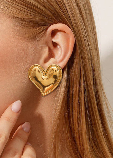 Jieding European and American stainless steel love stud high-quality ins earrings 18k gold titanium steel non-fading ear jewelry cross-border