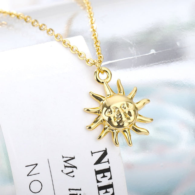 Boho Pendant Necklace | Gold Sun Chain - Gold - Necklaces