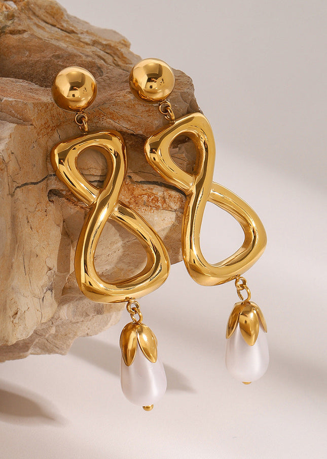 Jieding European and American stainless steel pearl earrings luxury pendant earrings titanium steel earrings cross-border earrings jewelry