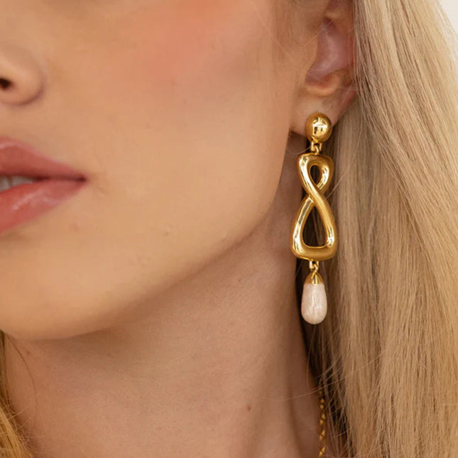 Jieding European and American stainless steel pearl earrings luxury pendant earrings titanium steel earrings cross-border earrings jewelry