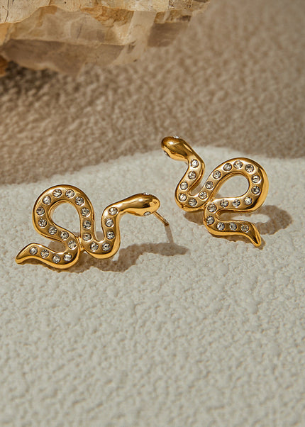 Jieding European and American stainless steel rhinestone snake earrings, light luxury, high-end earrings, non-fading jewelry, titanium steel jewelry, cross-border