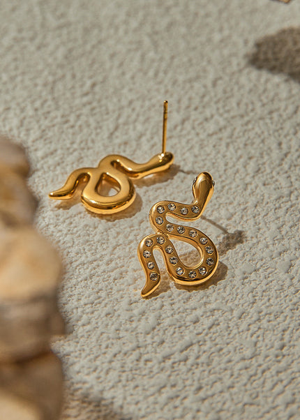Jieding European and American stainless steel rhinestone snake earrings, light luxury, high-end earrings, non-fading jewelry, titanium steel jewelry, cross-border