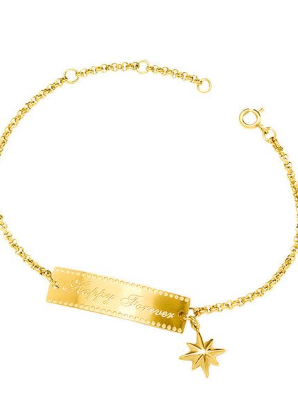 European and American ins cold wind light luxury eight-pointed star square brand retro bracelet titanium steel plated 18K real gold hand jewelry E106