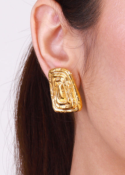 Jieding European and American stainless steel hammer geometric stud earrings luxury niche earrings titanium steel earrings cross-border earrings