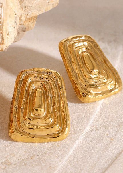 Jieding European and American stainless steel hammer geometric stud earrings luxury niche earrings titanium steel earrings cross-border earrings