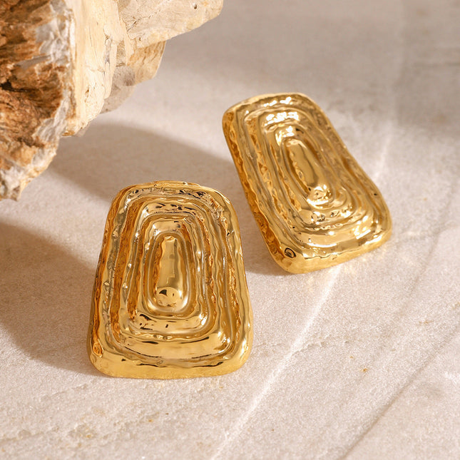 Jieding European and American stainless steel hammer geometric stud earrings luxury niche earrings titanium steel earrings cross-border earrings