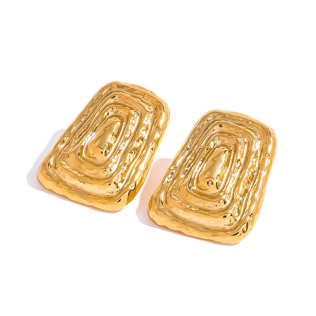 Jieding European and American stainless steel hammer geometric stud earrings luxury niche earrings titanium steel earrings cross-border earrings