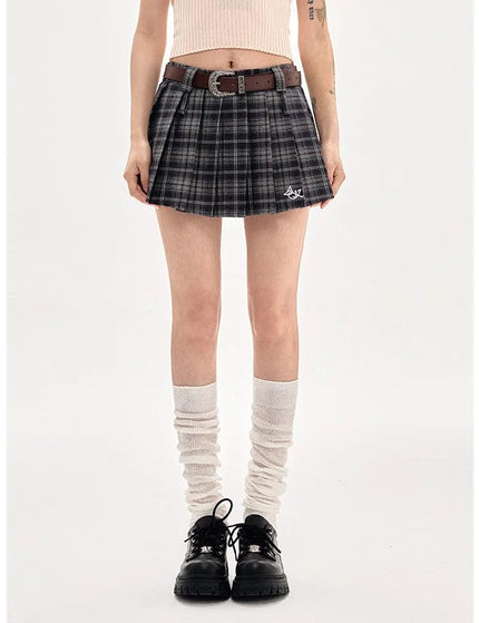Brown High Waist Pleated A-Line Skirt Women’s Summer 2024 - S / Grey - Skirts