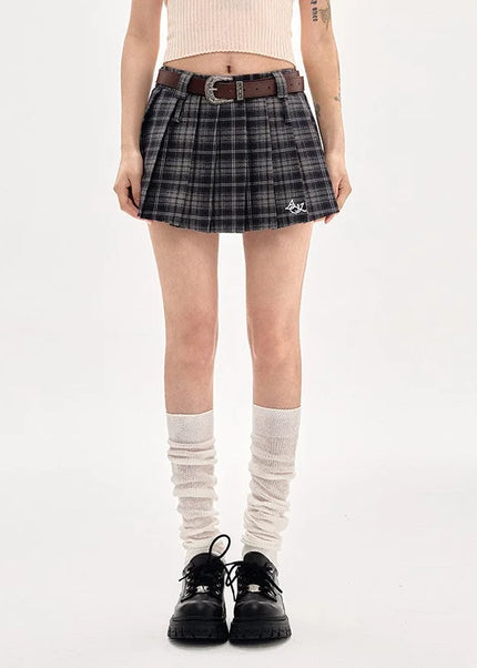 Brown High Waist Pleated A-Line Skirt Women’s Summer 2024 - S / Grey - Skirts