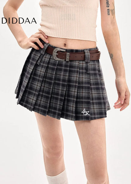 Brown High Waist Pleated A-Line Skirt Women’s Summer 2024 - Skirts
