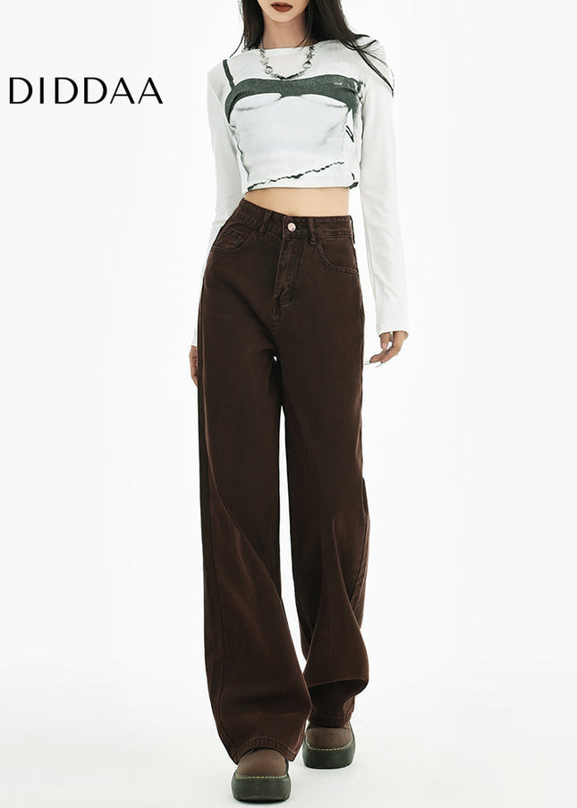 Brown High-Waisted Straight Leg Jeans for Women - Women’s Jeans