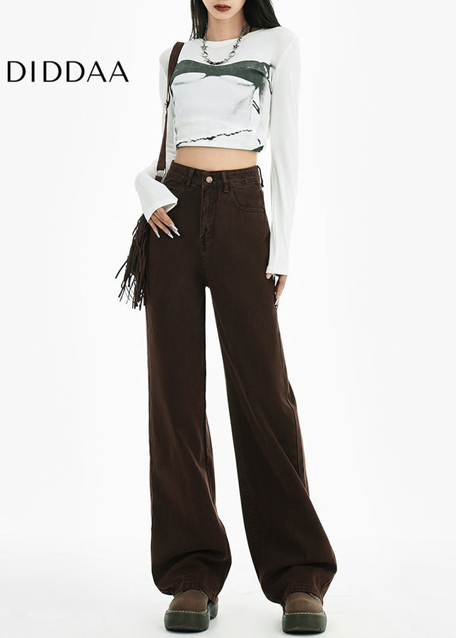 Brown High-Waisted Straight Leg Jeans for Women - Women’s Jeans